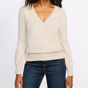 Montgomery Post Blythe Crossover Sweater Ivory Large